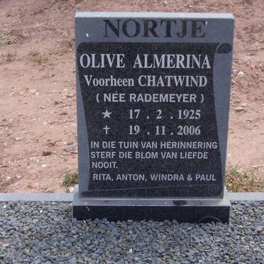 NORTJE Olive Almerina formerly CHATWIND nee RADEMEYER 1925-2006