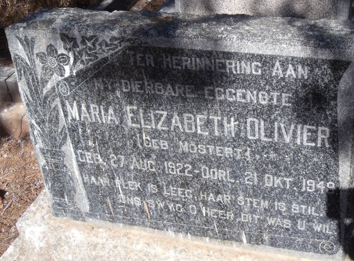OLIVIER Maria Elizabeth nee MOSTERT 1922-1949