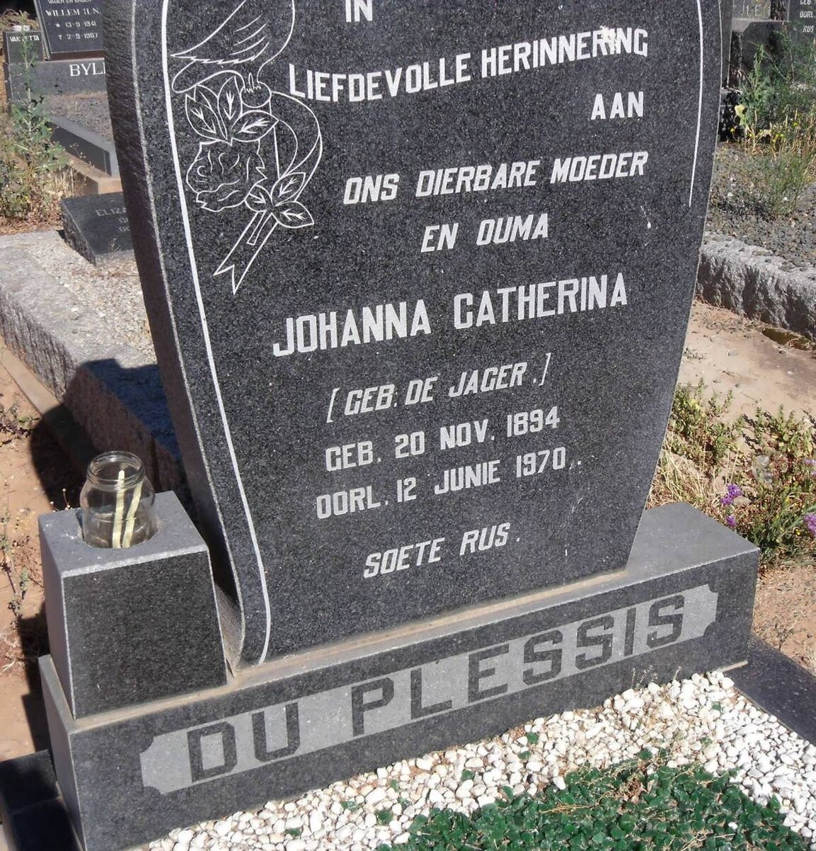 PLESSIS Johanna Catharina nee DE JAGER, du 1894-1970
