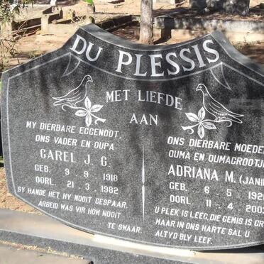 PLESSIS Carel J.C., du 1918-1982 &amp; Adriana M. 1926-2003