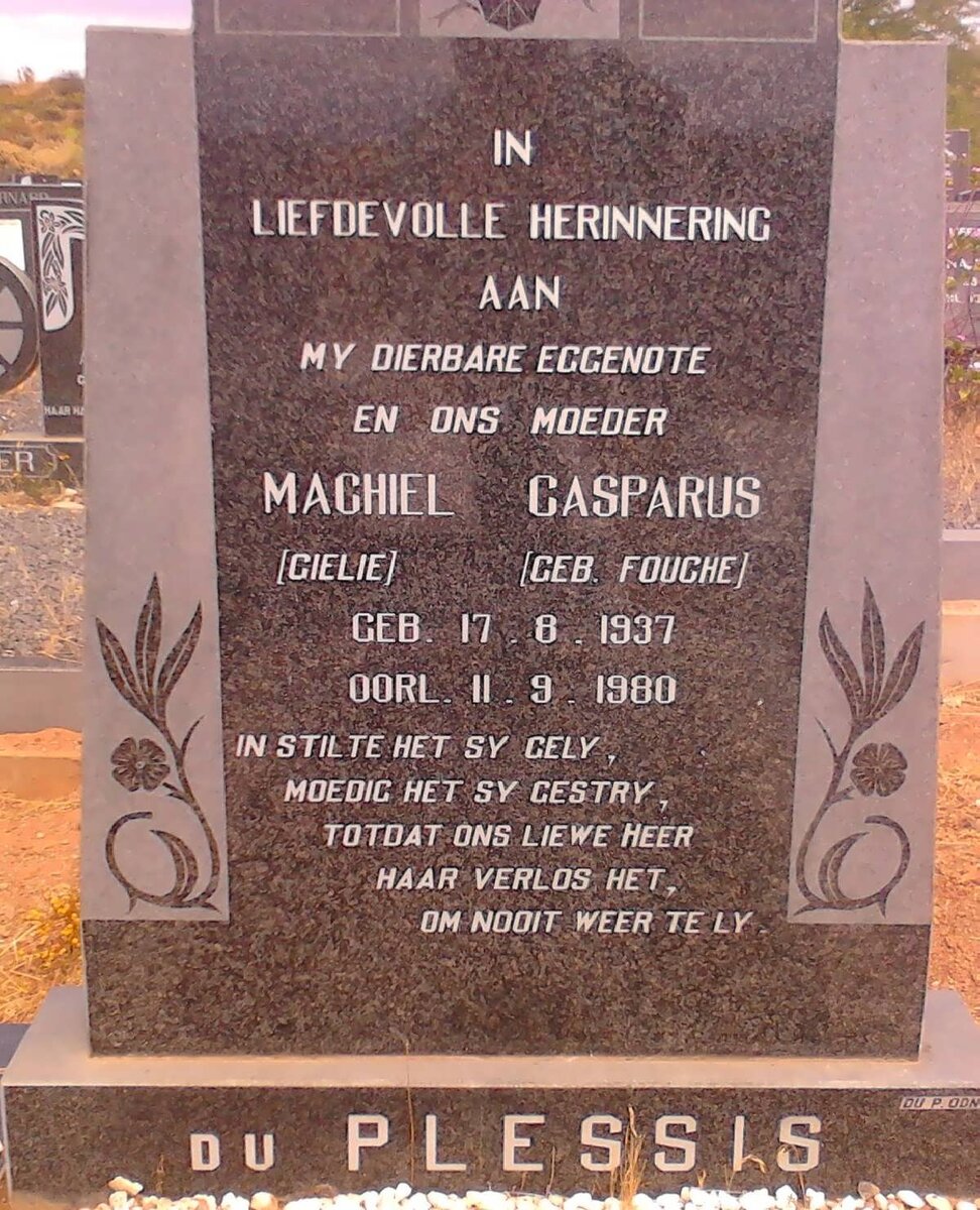 PLESSIS Machiel Casparus, du nee FOURIE 1937-1980