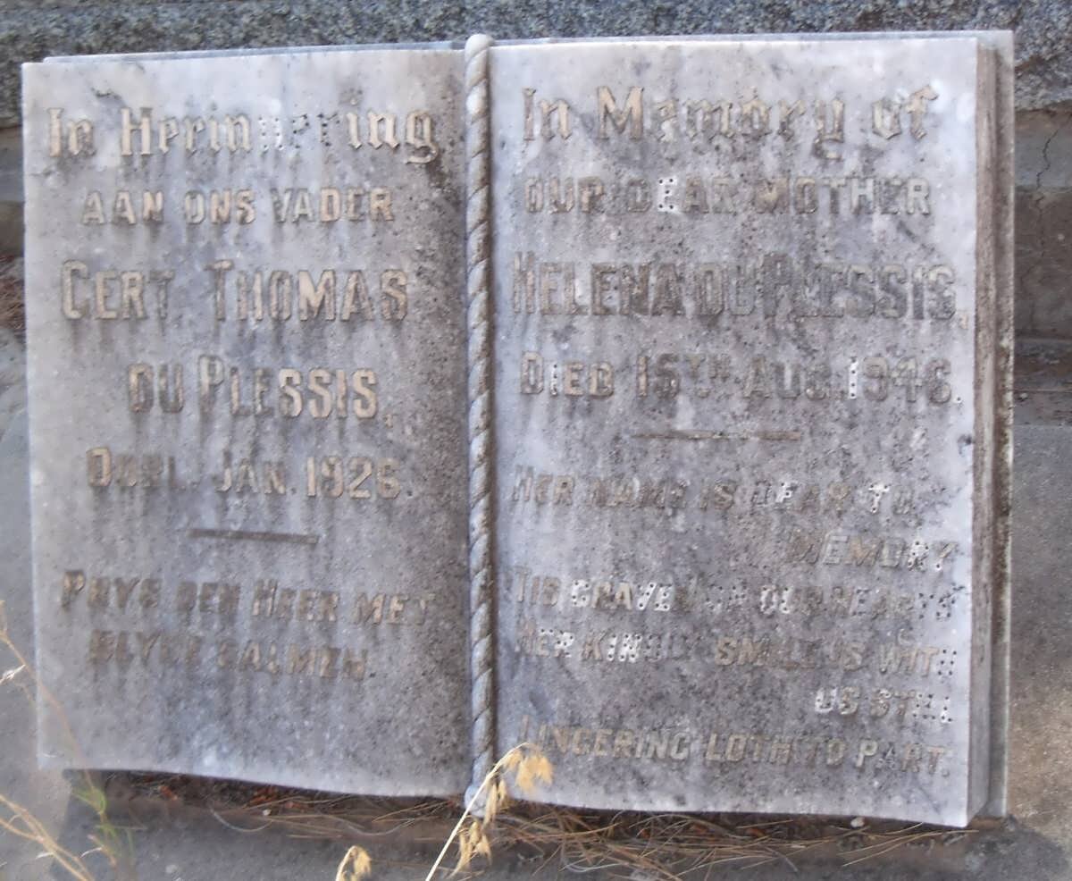 PLESSIS Gert Thomas, du ?-1926 &amp; Helena ?-1946