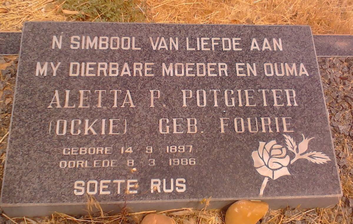 POTGIETER Aletta P. nee FOURIE 1897-1986