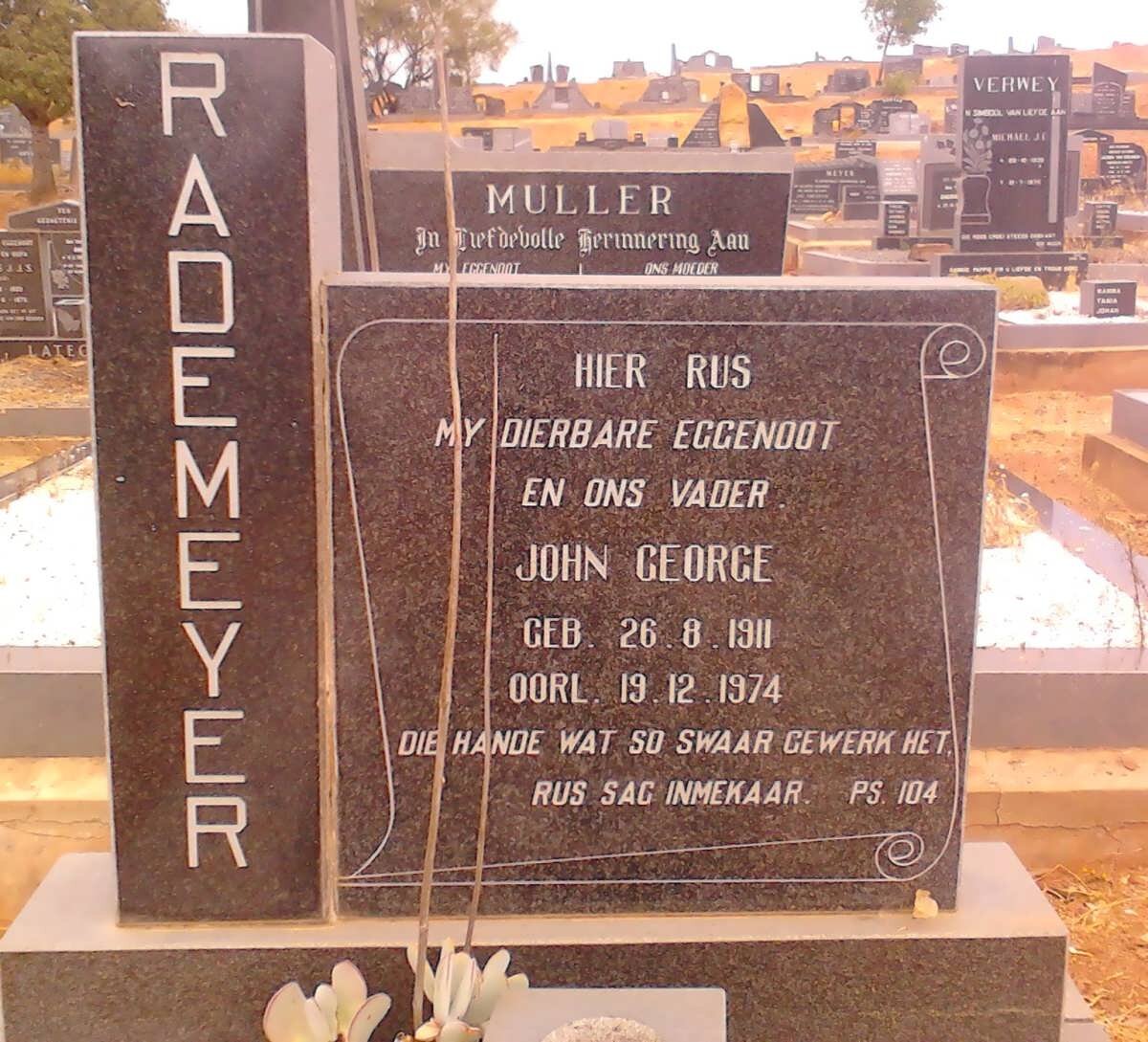 RADEMEYER John George 1911-1974