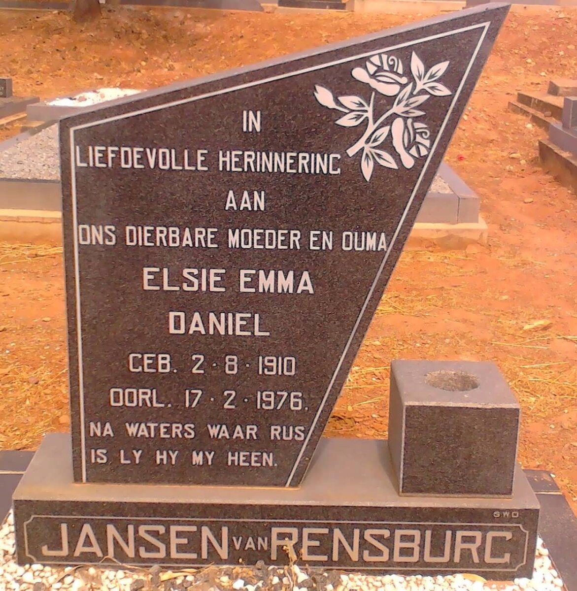 RENSBURG Elsie Emma Daniel, Jansen van 1910-1976
