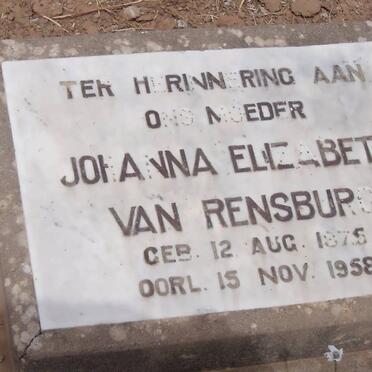 RENSBURG Johanna Elizabeth, van 1875-1958