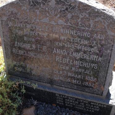 REDELINGHUYS Andries E.D. ?-? &amp; Anna Emmerentia NORTJE 1892-1952