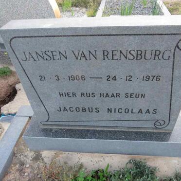 RENSBURG Jacobus Nicolaas, Jansen van 1906-1976