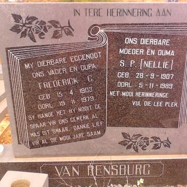 RENSBURG Frederick G., van 1903-1979 &amp; S.P. 1907-1989