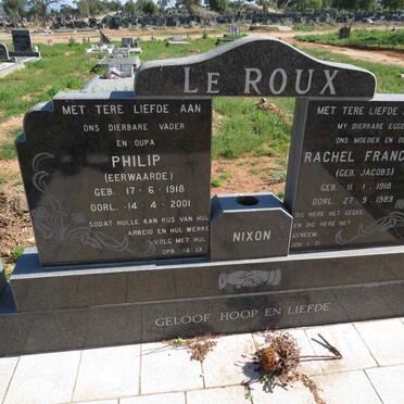 ROUX Philip, le 1918-2001 & Rachel Frances JACOBS 1918-1989