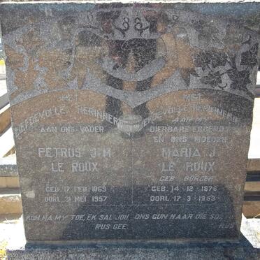 ROUX Petrus J.M., le 1869-1957 &amp; Maria J. BURGER 1876-1963