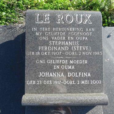 ROUX Stephanus Ferdinand, le 1907-1985 & Johanna Dolfina 1917-2002