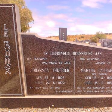 ROUX Johannes Diderick, le 1907-1973 &amp; Martha Catharina BOTHA 1908-1983