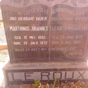 ROUX Marthinus Johannes, le 1885-1972 &amp; Elizabeth Magaretha 1879-1963