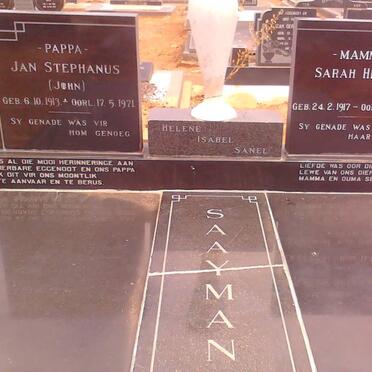 SAAYMAN Jan Stephanus 1913-1971 &amp; Sarah Helena 1917-2010