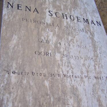 SCHOEMAN Petronella Magdalena nee BRUWER 1926-1991