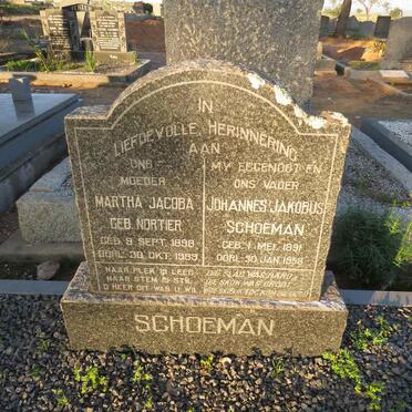 SCHOEMAN Johannes Jakobus 1891-1958 & Martha Jacoba NORTIER 1898-1989