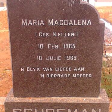 SCHOEMAN Maria Magdalena nee KELLER 1885-1969
