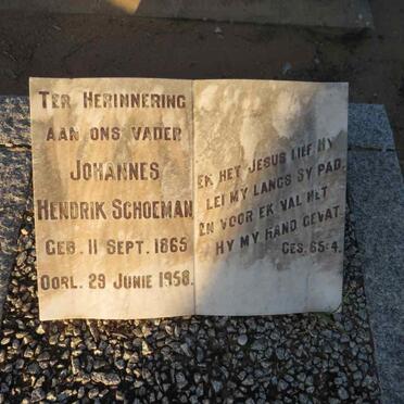 SCHOEMAN Johannes Hendrik 1865-1958