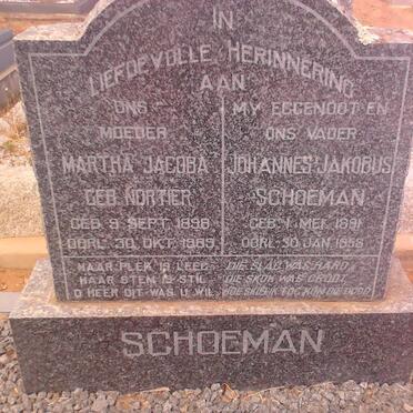 SCHOEMAN Johannes Jakobus 1891-1953 &amp; Martha Jacoba NORTIER 1898-1989
