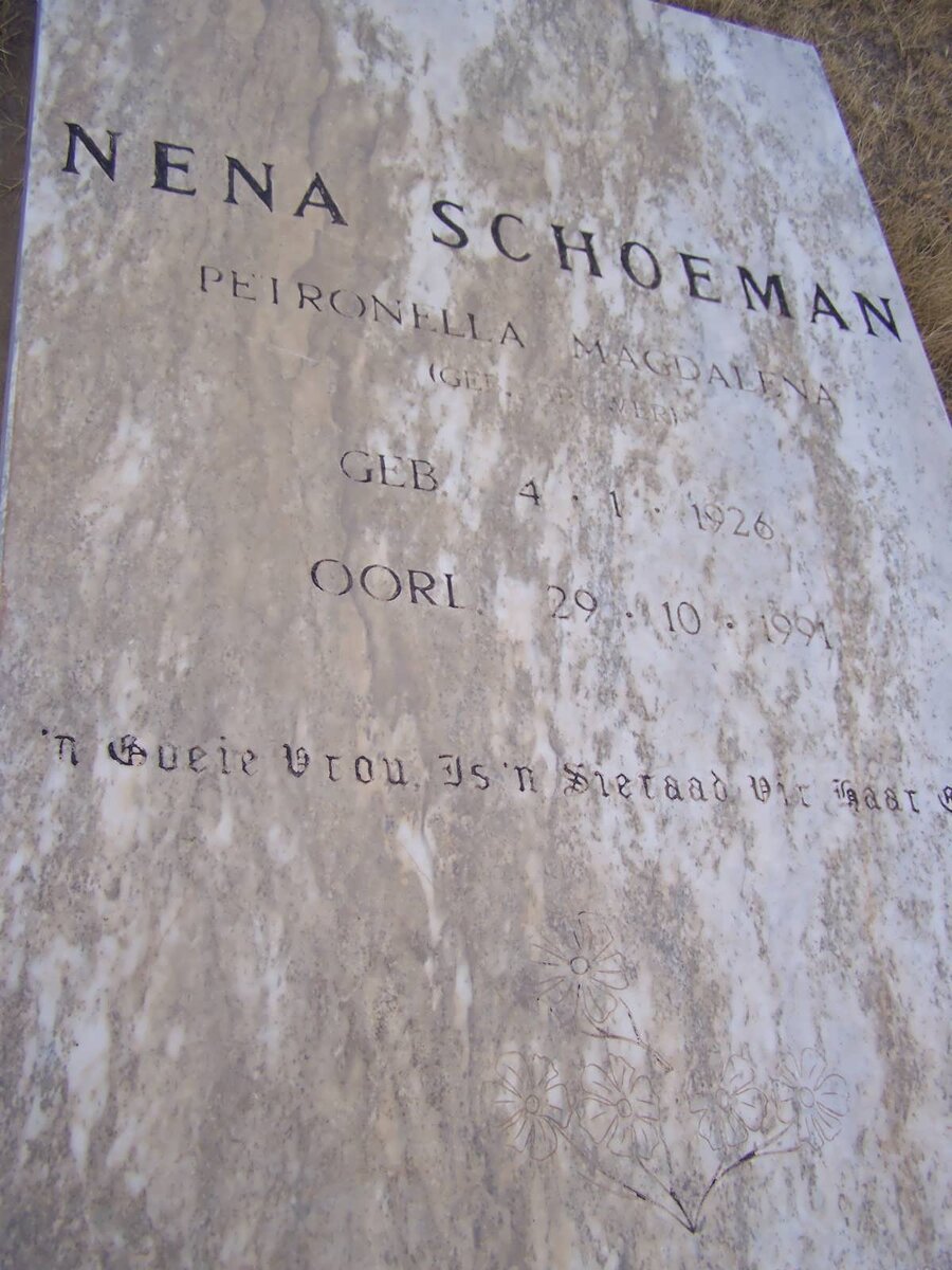 SCHOEMAN Petronella Magdalena nee BRUWER 1926-1991
