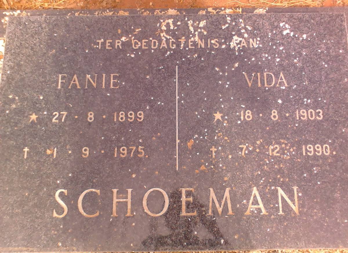 SCHOEMAN Fanie 1899-1975 &amp; Vida 1903-1990