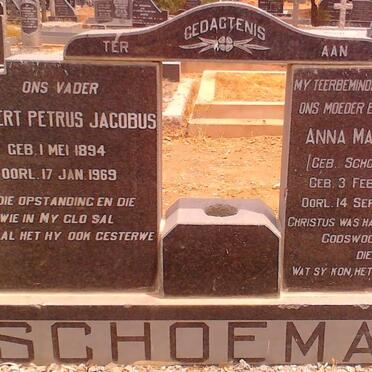 SCHOEMAN Ockert Petrus Jacobus 1894-1969 &amp; Anna Margaretha SCHOEMAN 1894-1967