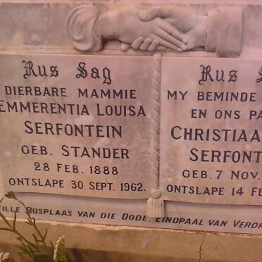 SERFONTEIN Christiaan J.J. 1885-1959 &amp; Emmerentia Louisa STANDER 1888-1962