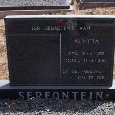 SERFONTEIN Aletta 1953-2001