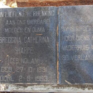 SHARPE Breggina Catherina nee NOLAN 1891-1963
