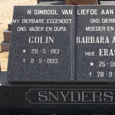 SNYDERS Colin 1913-1993 &amp; Barbara Aletta 1919-2003