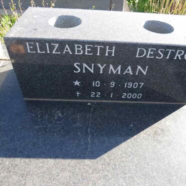 SNYMAN Elizabeth Destro 1907-2000