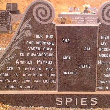 SPIES Andries Petrus 1912-2001 &amp; Heletje Aletta M. 1921-1983