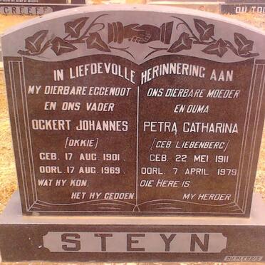 STEYN Ockert Johannes 1901-1969 &amp; Petra Catharina LIEBENBERG 1911-1979