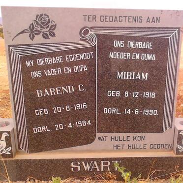 SWART Barend C. 1916-1984 &amp; Miriam 1918-1990