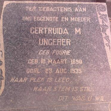 UNGERER Gertruida M. nee FOURIE 1890-1935