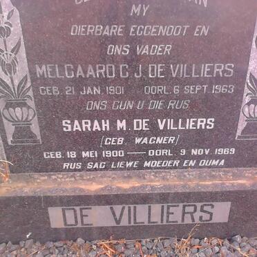 VILLIERS Melgaard C.J., de 1901-1963 &amp; Sarah M. WAGNER 1900-1969