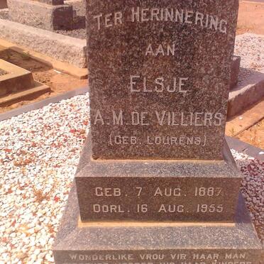 VILLIERS Elsje A.M., de nee LOURENS 1887-1955