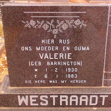 WESTRAADT Valerie nee BARRINGTON 1930-1983
