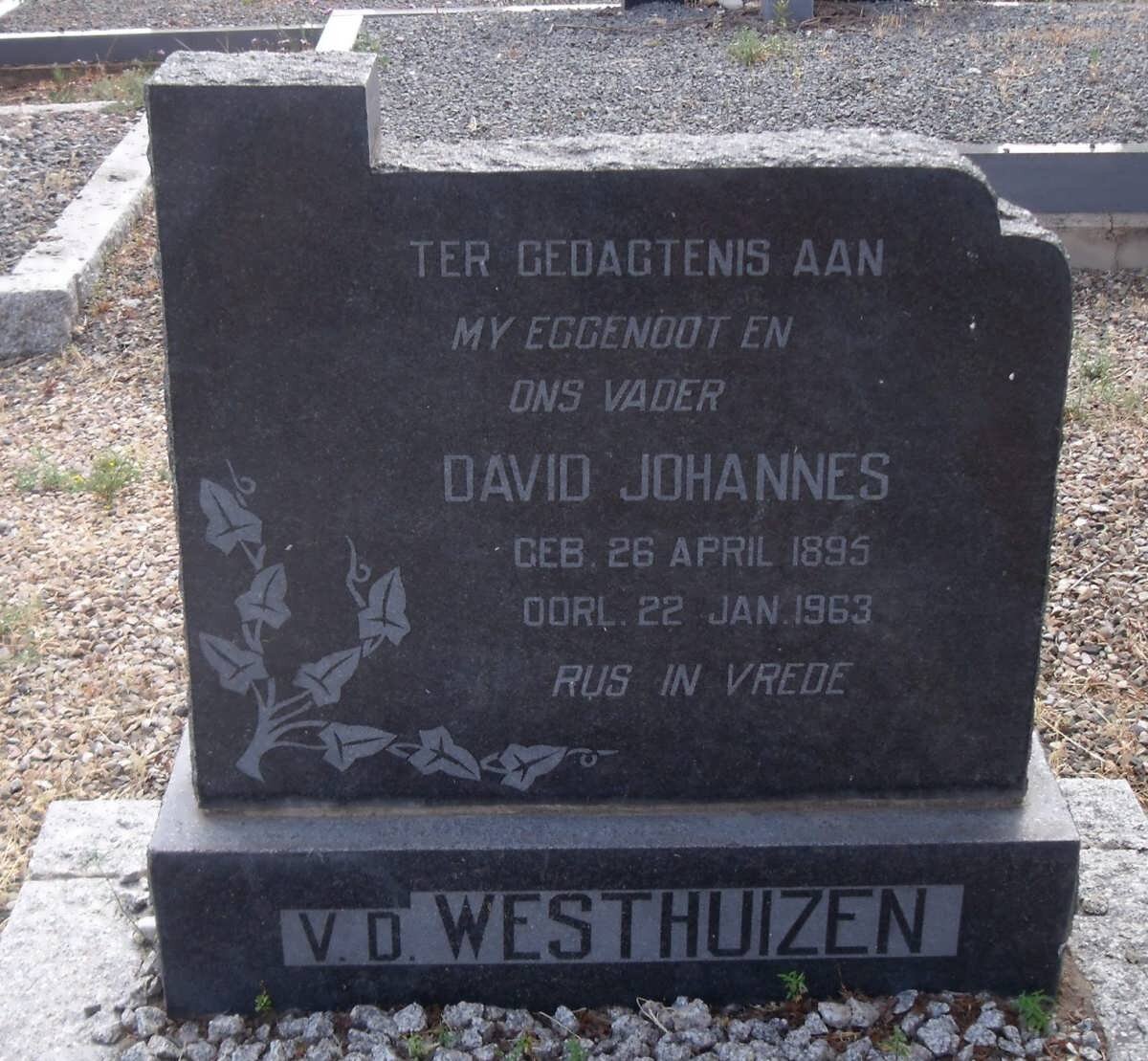 WESTHUIZEN David Johannes, van der 1895-1963