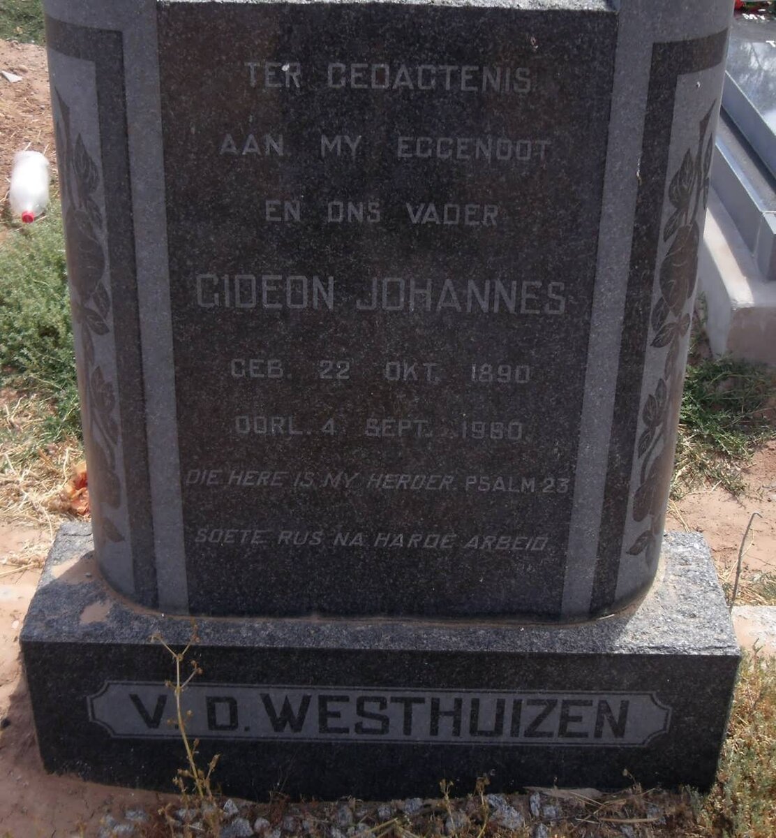 WESTHUIZEN Gideon Johannes, v.d. 1890-1960