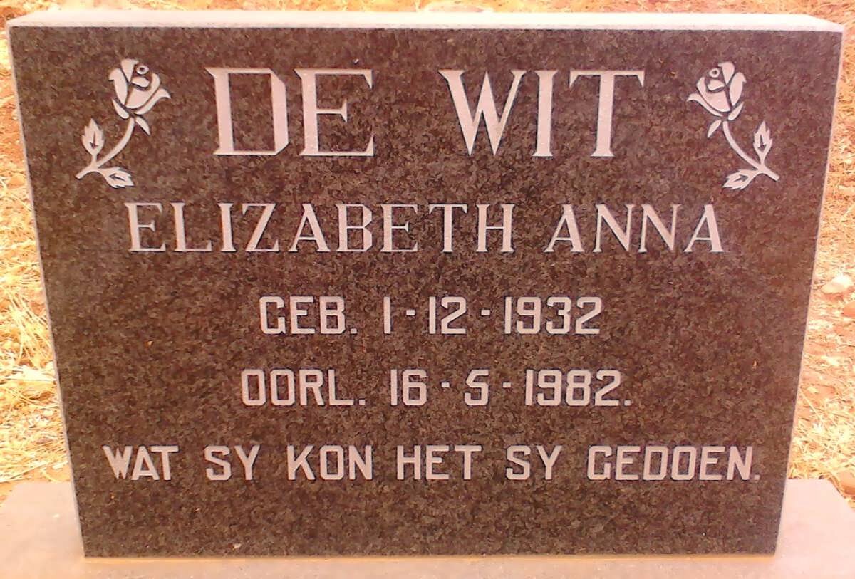 WIT Elizabeth Anna, de 1932-1982