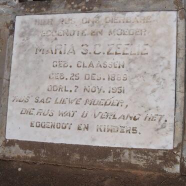 ZEELIE Maria S.C. nee CLAASSEN 1889-1951