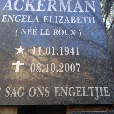 ACKERMAN Engela Elizabeth nee LE ROUX 1941-2007