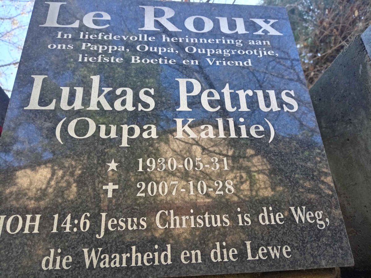 ROUX Lukas Petrus, le 1930-2007