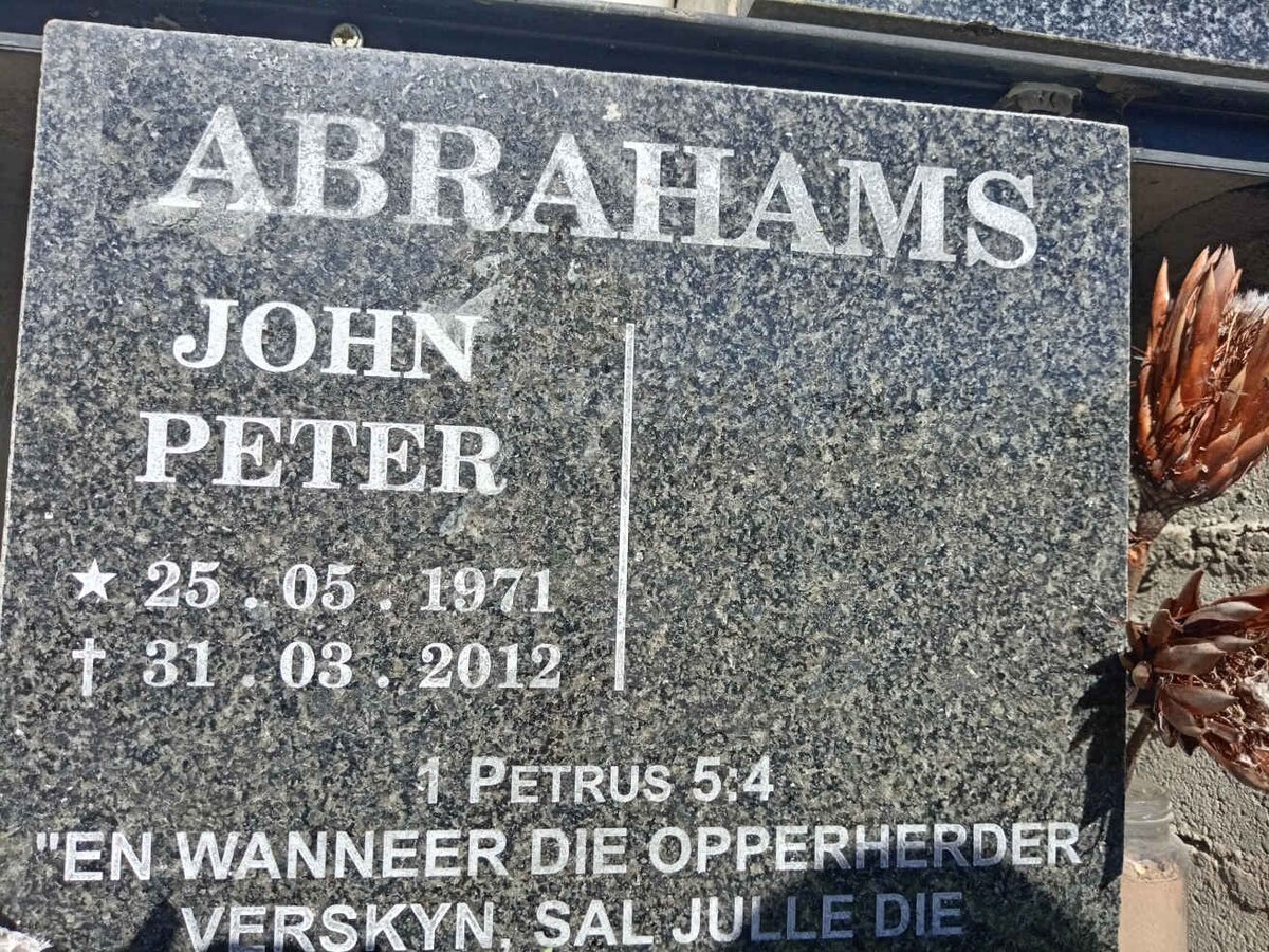 ABRAHAMS John Peter 1971-2012