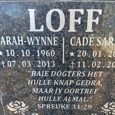 LOFF Sarah-Wynne 1960-2013 :: LOFF Cade Sarah 2011-2011