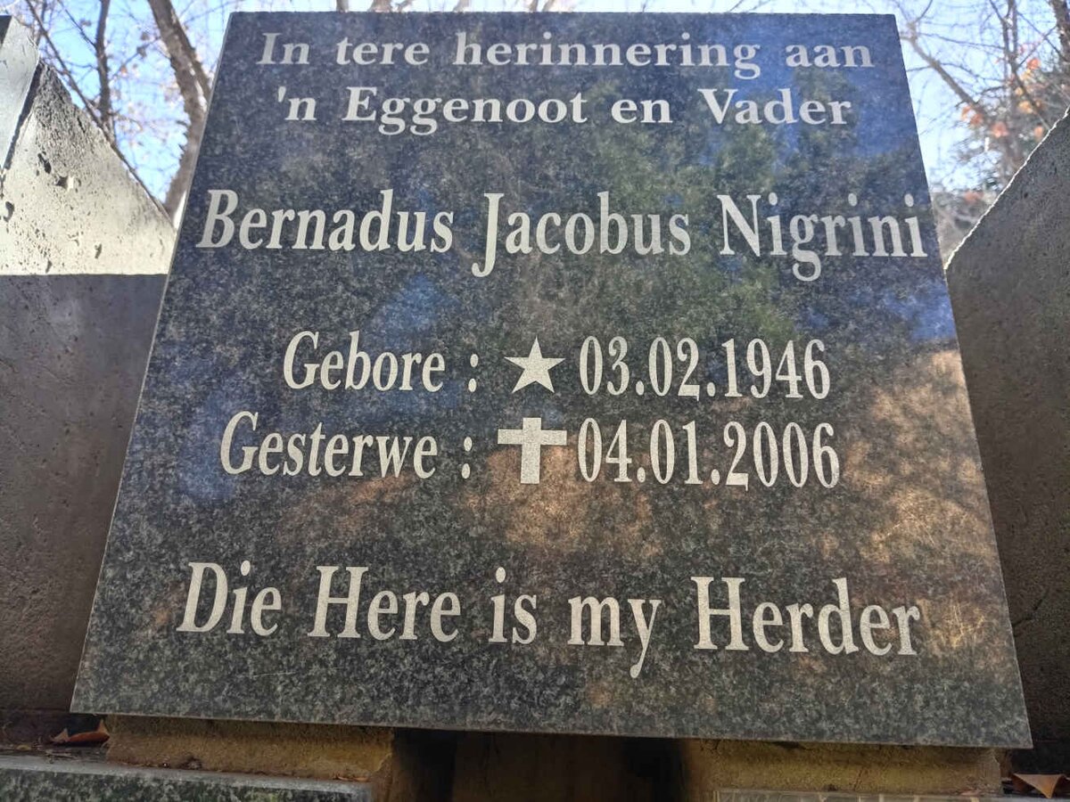 NIGRINI Bernardus Jacobus 1946-2006
