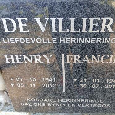VILLIERS Henry, de 1941-2012 & Francina 1945-2017