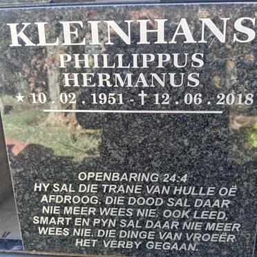KLEINHANS Phillippus Hermanus 1951-2018